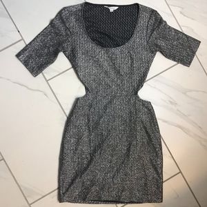 BCBG Silver Shimmer Backless Holiday Dress